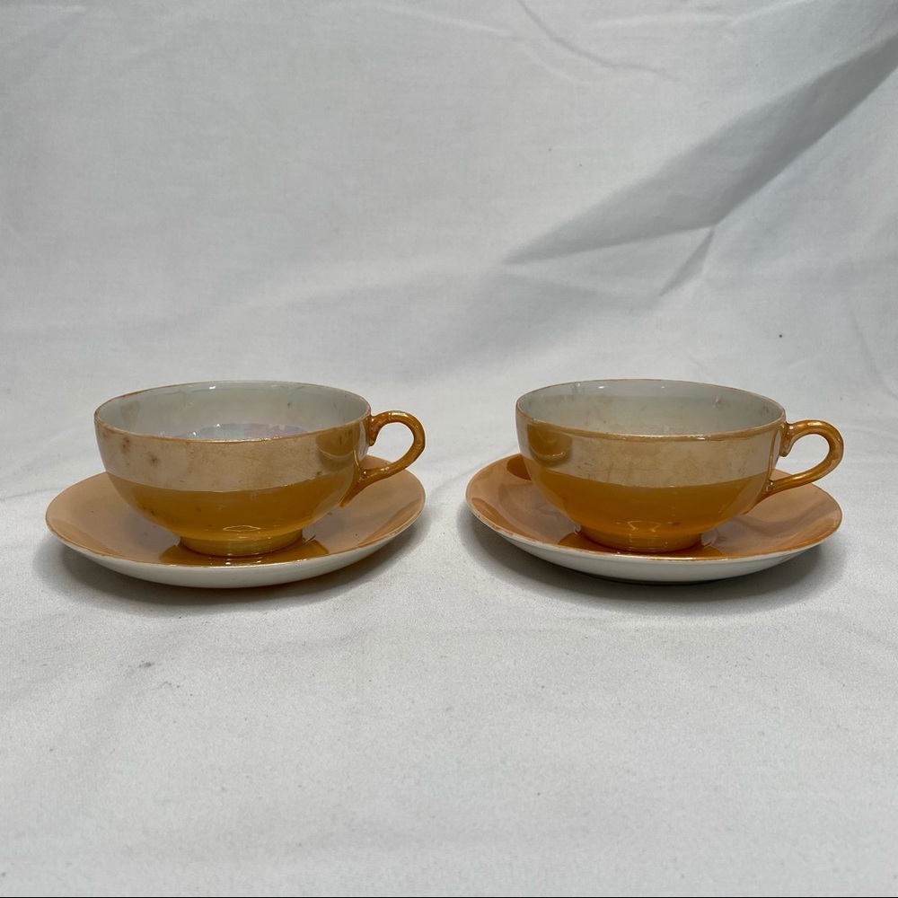 Vintage Japan Lustreware Teacup Saucer Iridescent